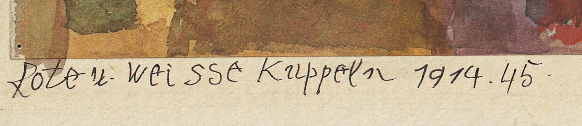 Detail 6: Klee’s handwritten title, date and annual number in Red and White Domes